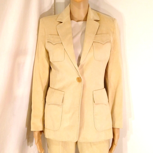 🔥Stunning Vertigo (Pour Laville Paris) Cream 2 Piece Pants Suit - Picture 2 of 16